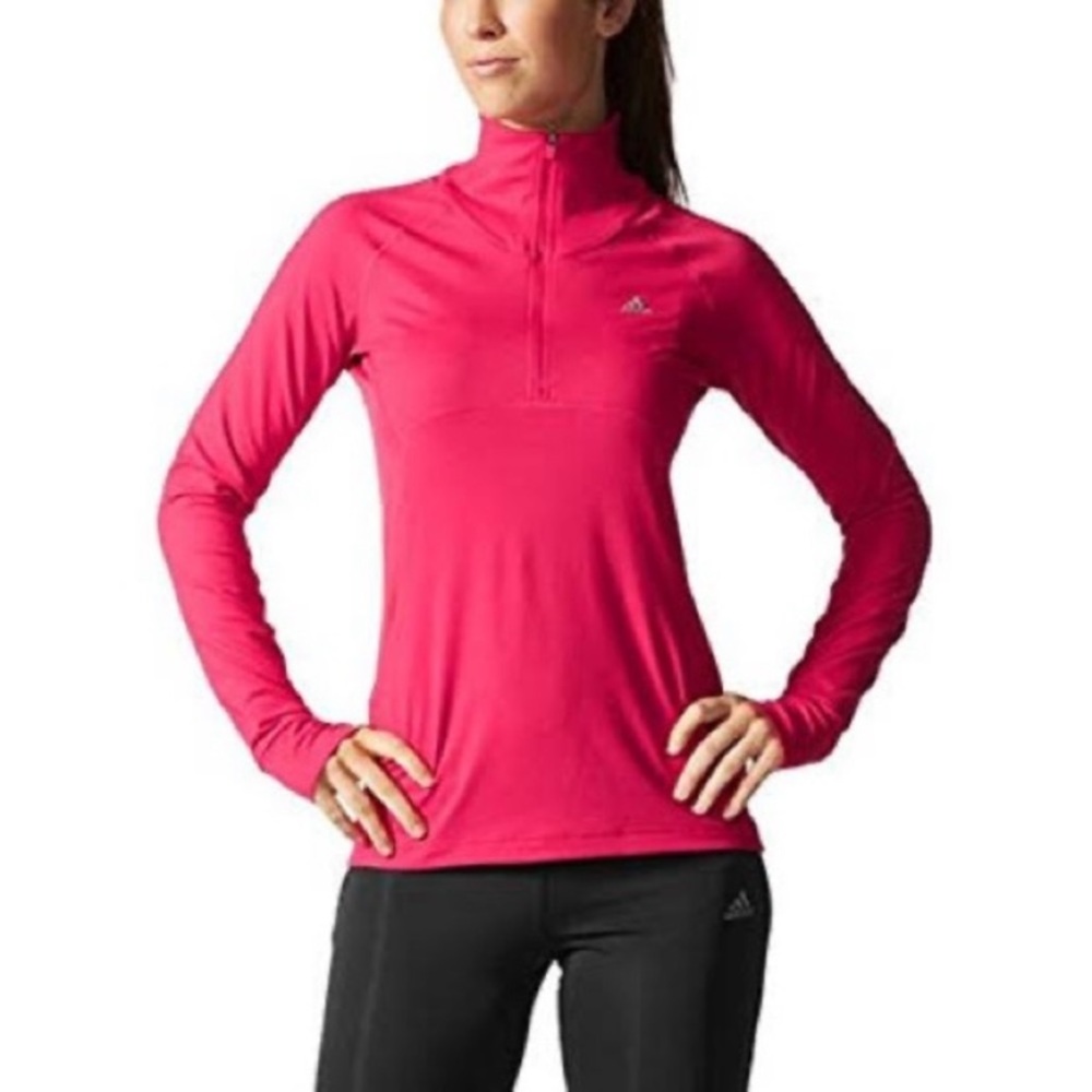 Adidas Zip Pull-Over Hot Pink Climalite Size Medium